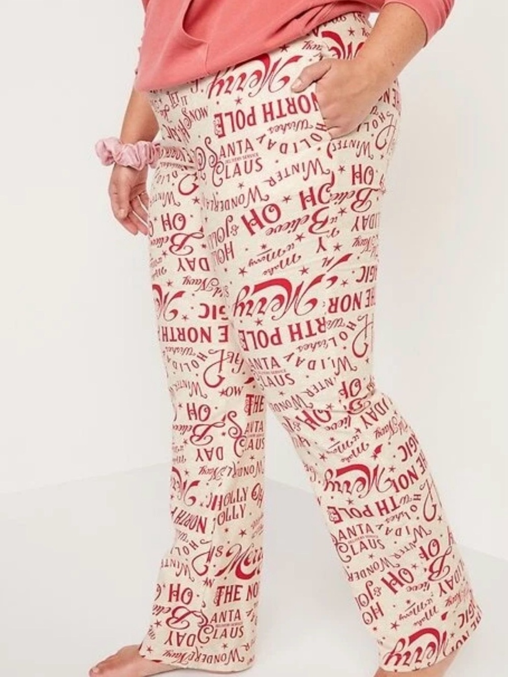 NWT Old Navy Christmas Flannel Pajama Pants 3X Match The Fam Holiday Word Print
